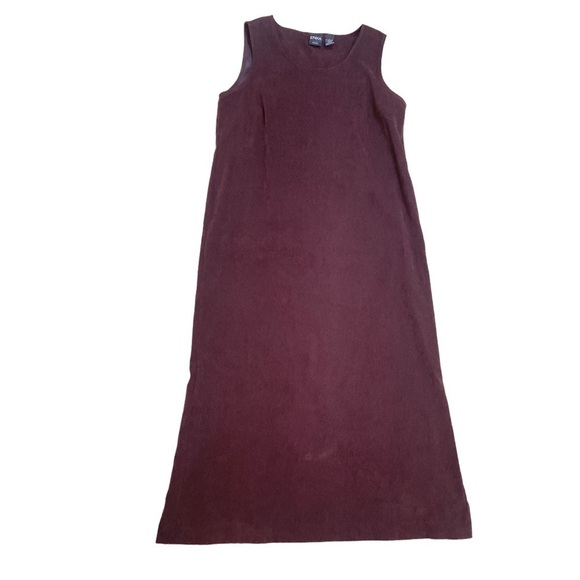 Erika faux micro suede sleeveless maxi dress in burgundy back slit size large - Picture 5 of 9